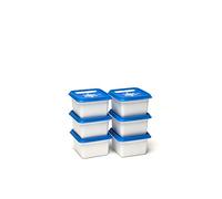 Amuse Set di contenitori per congelatore rettangolari Alaska, plastica (PP)., Bianco/Blu, 6 x 200 ml