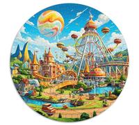 Amusement Parks 1000 Piece Round Jigsaw Puzzle for Adults Kids 14+ Natural Scenery Jigsaw Pretty Difficult Hard Challenging 1000pcs (67.5x67.5cm)