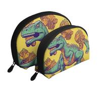 Amusement Ride - Trousse portatile per cosmetici, organizer da viaggio con cerniera e scomparti interni, Dinosauro Skateboard, Taglia unica