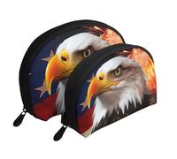 Amusement Ride - Trousse portatile per cosmetici, organizer da viaggio con cerniera e scomparti interni, Bandiera Americana Fire Eagle, Taglia unica