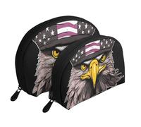 Amusement Ride - Trousse portatile per cosmetici, organizer da viaggio con cerniera e scomparti interni, Noi esercito fresco bandiera americana aquila, Taglia unica