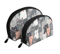 Amusement Ride - Trousse portatile per cosmetici, organizer da viaggio con cerniera e scomparti interni, Simpatico motivo con gatti grigi, Taglia unica