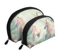 Amusement Ride - Trousse portatile per cosmetici, organizer da viaggio con cerniera e scomparti interni, Unicorni., Taglia unica