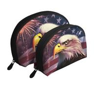 Amusement Ride - Trousse portatile per cosmetici, organizer da viaggio con cerniera e scomparti interni, Fuochi d'artificio dell'aquila della bandiera americana, Taglia unica