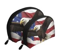 Amusement Ride - Trousse portatile per cosmetici, organizer da viaggio con cerniera e scomparti interni, Bandiera Americana Fly Eagle, Taglia unica