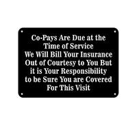 amusFlynnel Cartello di avvertimento Co-Pays Due at Time of Service Will Bill at Courtesy Road Sign Business Sign 30,5 x 40,6 cm in alluminio metallo latta segno