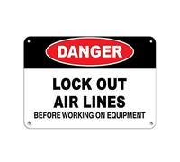 amusFlynnel Cartello di avvertimento "Danger Lock Out Air Lines Before Working Style 1 Road Sign Business Sign 20x30,5 cm alluminio metallo latta segno