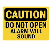 amusFlynnel Segnale di avvertimento Caution Do Not Open Alarm Will Sound Road Sign Business Sign 20,3 x 30,5 cm alluminio metallo latta segno