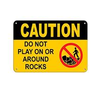 amusFlynnel Segnale di avvertimento Caution Do Not Play On Or Around Rocks, cartello stradale, cartello commerciale, 30,5 x 40,6 cm, in alluminio