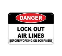 amusFlynnel Segnale di avvertimento Danger Lock Out Air Lines Before Working On Equipment Cartello stradale Business Sign 20,3 x 30,5 cm alluminio metallo latta segno