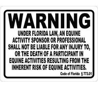 amusFlynnel Segnale di avvertimento Florida Equine Liability Law Sign, Inform Patrons at Your Horse Riding Facility of Your Company Rules cartello stradale cartello commerciale 20,3 x 30,5 cm in