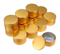AMUSLESUR 12 Pezzi Barattolo in Alluminio Rotondo da 50ml per Candele Tappo Ermetico, Resistente all’Usura, Colore Oro, per Viaggi e Bomboniere