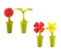 AMUSLESUR 4pezzi Silicon Stoppers per Bottiglie di Vino Design Floreale Atenico per Tappare Bar Cantine e Feste Anti-goccia e Resistenti