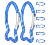 AMUSLESUR 8 Pezzi Moschettone a Forma di Pesce, Moschettone Gancio in Lega di Alluminio Blu, Sgancio Rapido, per Arrampicata e Fissaggio Attrezzatura