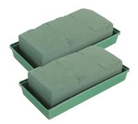 AMUSLESUR Base Floreale Quadrata in Schiuma Verde 2 Pezzi Assorbimento Acqua per Composizioni Floreali Fresche e Decorazioni per Cimitero