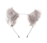 AMUSLESUR Cerchietto per Chioma Cosplay Orecchie di Peluche Artificiale Bianco per Performance Sceniche e Trucco Creativo e Carino