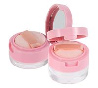 AMUSLESUR Contenitore Cipria Vuoto da Viaggio 2 Pezzi Rosa Puff e Specchio, Scatola Polvere 5g Riutilizzabile in Plastico Morbido per Applicazione Uniforme Makeup