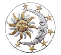 AMUSLESUR Decorazione da Parete Sole e Luna in Ferro Giallo ed Esterni, Ornamento a Sospensione Resistente Colore Splendido per Soggiorno e Balcone