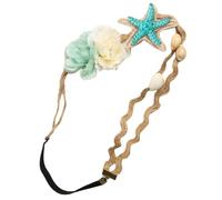 AMUSLESUR Fascia per Chioma da Donna Stella Marina e Perle, Copricapo Elastico Decorato Conchiglie, Accessorio Moda per Vacanze al Mare e Festival Musicali