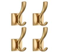 AMUSLESUR Ganci da Parete in Lega di Alluminio Oro 4 Pezzi Superficie Liscia e Design Classico, Appendiabiti Ingresso per Cappotti e Chiavi