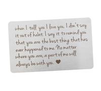 AMUSLESUR Inserti in Acciaio Inossidabile per Portafoglio, Carte Parole Incise Resistenti alla Corrosione, Decorazioni per Biglietti di San, Regalo Anniversario per Coppie e Innamorati