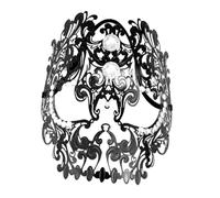 AMUSLESUR Maschera Scheletro Semi Facciale in Metallo e Acrilico Strass Nera, Leggera ed Elegante per Feste di Halloween e Balli in Maschera