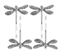 AMUSLESUR Mollette per Chioma a Forma di Libellula Vintage 4 Pezzi in Lega Argento, Pratiche e Creative per Donne, Accessori Chioma per Feste e Vacanze