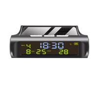 AMUSLESUR Orologio Digitale per Auto Ricarica Solare, Termometro Veicolare Preciso e Display Multifunzione per Cruscotto, Accessorio Piccolo per Interni Auto Data e Temperatura Real-time