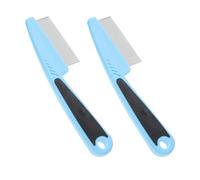 AMUSLESUR Pettine Fine in Acciaio Inossidabile e Plastico 2 Pezzi Manico Ergonomico per Rimuovere Forfora e Corpi Estranei da Chioma e Animali Domestici