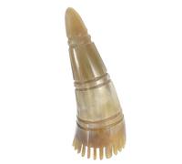 AMUSLESUR Pettine in Corno Khaki a Denti Larghi Manico Ergonomico per Massaggio del Capelluto e Drenaggio Cellule dei Chioma per Terapia e Lavaggio della Testa