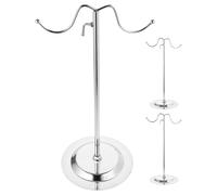 AMUSLESUR Piantana e Doppio Gancio Bagno in Acciaio Inossidabile Porta Asciugamani Argento Altezza Regolabile Set 3 Pezzi per Esposizione Borse in Bagno e Negozi