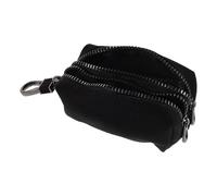 AMUSLESUR Portachiavi Auto e Portamonete Nero Unisex con Zip in Pu Custodia Compatta e Mini Grande Capacità con Organizer Multifunzionale per Chiavi e Carte