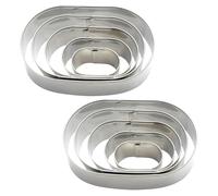 AMUSLESUR Set 10 Stampi Ovali in Acciaio Inox per Biscotti e Tartellette, Strumenti da Pasticcere per Sandwich e Decorazioni, per Uso Domestico e Professionale