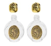AMUSLESUR Set 2 Pezzi Bottiglie d Acqua Santa in Vetro Oro Portatili e Comode per Battesimo e Comunione Decorazioni Sacre Ricaricabili Stili multipli