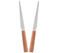 AMUSLESUR Set 2 Pezzi di Spatole per Stucco in Acciaio Inossidabile Manico Marrone, Strumenti per Modellazione Ceramica e Intaglio Legno, per Lavori di Scultura e Riparazione