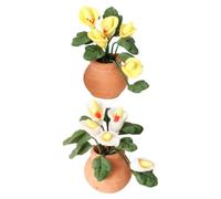 AMUSLESUR Set 2pezzi Mini Piante Artificiali Calla Lily in Argilla per Micro Paesaggio e Casa delle Bambole, Design Salvaspazio e Realistico per Decorazione Interni