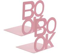 AMUSLESUR Set 2pezzi Reggilibri in Metallo a Forma di Carattere per Ufficio e Studio, Eleganti Ferma Libri Resistenti per Organizzazione e Protezione dei Libri Rosa
