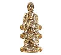 AMUSLESUR Set 3 Pezzi Mini Statue di Buddha in Rame Oro Stile Retrò Aspetto Realistico per Decorazione Ufficio e Sala da Tè Porta Fortuna