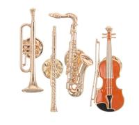 AMUSLESUR Set 4 Spille da Bavero in Metallo Tromba e Flauto, Spille Strumenti Musicali per Musicisti e Occasioni a Tema Jazz e Rock
