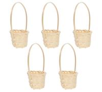 AMUSLESUR Set 5 Cestini Intrecciati in Materiale Sintetico Beige, Leggeri e Portatili, Resistenti e Facili da Risciacquare, per Conservare Fiori e Frutta in Casa