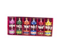 AMUSLESUR Set 6 Pezzi Ornamenti Natalizi in Legno a Forma di Carosello, Decorazioni da Appendere per Albero di Natale, per Feste Natalizie e Decorazioni Casa Colore Casuale