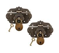 AMUSLESUR Set di 2 Mini Lucchetti Antichi in Stile Retrò Chiusura a Gancio e Chiave per Mobiletti d'Epoca e Baule