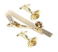 AMUSLESUR Set Fermacravatta e Bottoni Rosa Oro, Design Classico per Camicia | Rame Lucidato, Finitura Raffinata e Delicata Rosa, per Matrimoni e Colloqui, un Set