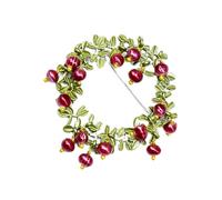 AMUSLESUR Spilla Retrò Rami di Mirtillo Rosso e Perla Naturale, Finitura Smaltata, Lega Resistente, Accessorio Elegante per Colletto Adatto a Uso Quotidiano e Matrimoni