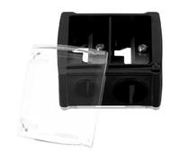 AMUSLESUR Temperino Doppio Foro per Matite Cosmetiche in Plastica Nero, Affilacoltelli per Eyeliner e Sopracciglia, Strumento Compatto per Trucco Quotidiano