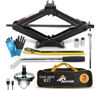 Amvia Martinetto a forbice per auto, 1,5 tonnellate, portatile, ideale per SUV e auto, meccanismo intelligente con cricchetto, materiale resistente (cric da 3 tonnellate)