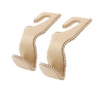 AMVOYOA Ganci per poggiatesta per borse e borse, ganci per poggiatesta auto, in pelle, colore beige, confezione da 2
