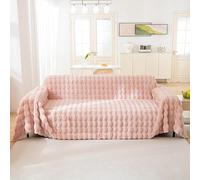 AMWAN Copridivano in finta pelliccia, resistente, per cani, gatti, bambini, spesso, accogliente, per divano componibile, a forma di L, coperta multifunzionale per animali domestici, 1 pezzo, rosa