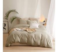 AMWAN Set copripiumino per letto matrimoniale, color tortora, in stile moderno, 3 pezzi, con chiusura a cerniera, set di biancheria da letto bohémien (172,7 x 218,4 cm) con 2 federe