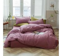 AMWAN Set di biancheria da letto, 3 pezzi, copripiumino in jersey di cotone lavorato a maglia, misura XL, viola, stile moderno